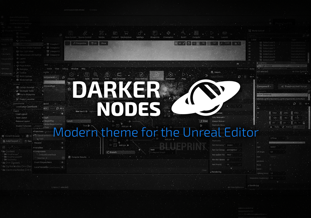 UE4.27～5.7虚幻插件 Darker Nodes v3.6 编辑器界面现代黑暗主题-云鲸网